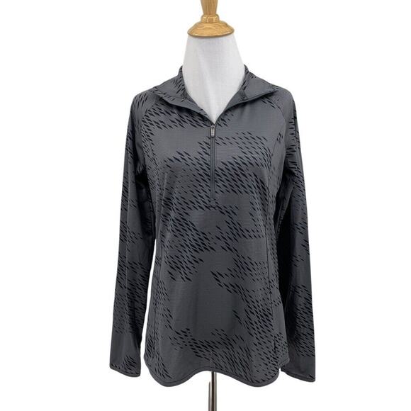 Under Armour Shirt Women S Small Graphite Black Fitted 1/4 Zip Geometric Running - Picture 1 of 11